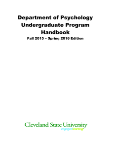 Department of Psychology Undergraduate Program Handbook Fall 2015 – Spring 2016 Edition