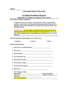 Accident/Incident Report Cleveland State University ARN#_______