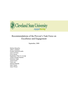 Recommendations of the Provost’s Task Force on Excellence and Engagement  September, 2008