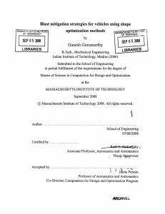 Blast mitigation  strategies  for vehicles  using ... optimization  methods SEP 0 5