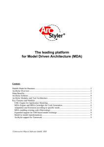 The leading platform for Model Driven Architecture (MDA)