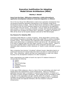 Executive Justification for Adopting Model Driven Architecture (MDA)  Stanley J. Sewall
