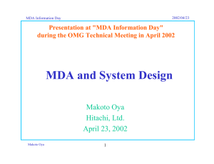 MDA and System Design Makoto Oya Hitachi, Ltd. April 23, 2002