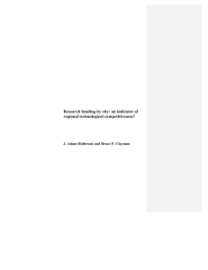 Research funding by city: an indicator of regional technological competitiveness?