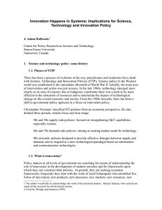 Innovation Happens in Systems: Implications for Science, Technology and Innovation Policy