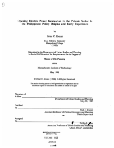 Opening  Electric  Power  Generation  to ... the  Philippines:  Policy  Origins  and ...