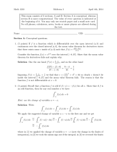 Math 1210 Midterm 3 April 4th, 2014