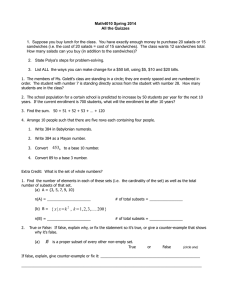 Math4010 Spring 2014 All the Quizzes