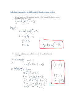 Solutions for practice in 2.1 Quadratic functions and models