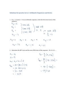 Solutions for practice in 6.2  Arithmetic Sequences and Series 