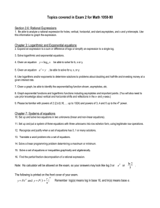 Topics covered in Exam 2 for Math 1050-90