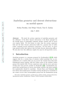 Anabelian geometry and descent obstructions on moduli spaces July 7, 2015