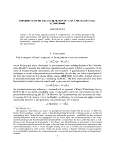 DEFORMATIONS OF GALOIS REPRESENTATIONS AND EXCEPTIONAL MONODROMY