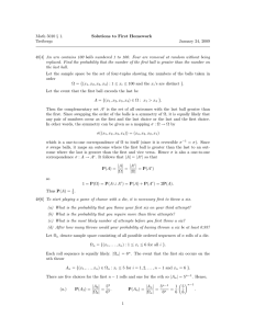 Math 5010 § 1. Solutions to First Homework Treibergs January 24, 2009