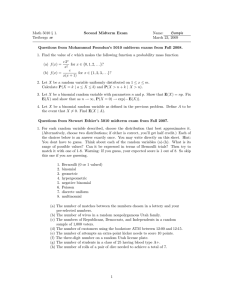 Math 5010 § 1. Second Midterm Exam Name: Sample