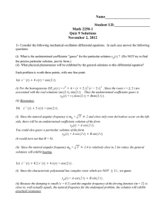 Name________________________ Student I.D.___________________ Math 2250-1 Quiz 9 Solutions