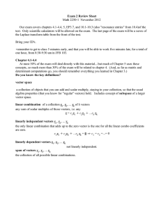 Exam 2 Review Sheet Math 2250-1  November 2012