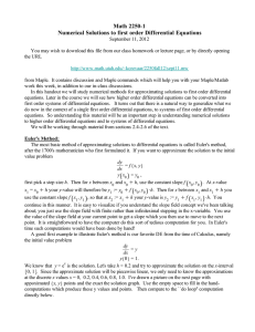 Math 2250-1 Numerical Solutions to first order Differential Equations