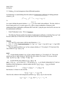 Math 2250-1 Fri Oct 26 y for non-homogeneous linear differential equations.