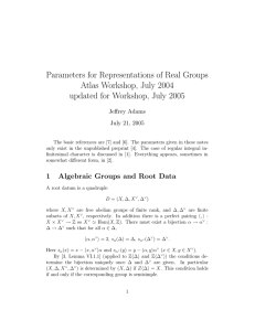 Parameters for Representations of Real Groups Atlas Workshop, July 2004