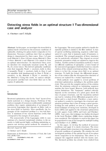 Detecting stress elds in an optimal structure I Two-dimensional