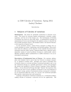 m 5500 Calculus of Variations. Spring 2013. Andrej Cherkaev 1