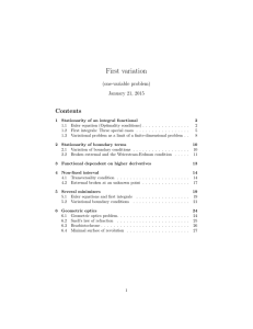 First variation Contents (one-variable problem) January 21, 2015