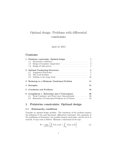 Optimal design: Problems with differential constraints Contents April 12, 2013