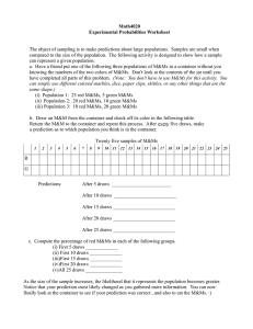 Math4020 Experimental Probabilities Worksheet