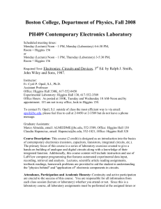 Boston College, Department of Physics, Fall 2008  PH409 Contemporary Electronics Laboratory