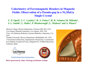 Calorimetry of Ferromagnetic Heuslers in Magnetic MnGa Single Crystal