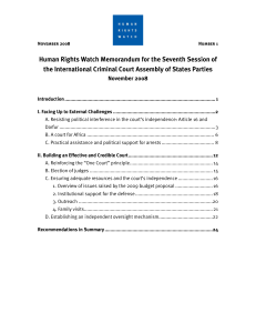 Human Rights Watch Memorandum for the Seventh Session of