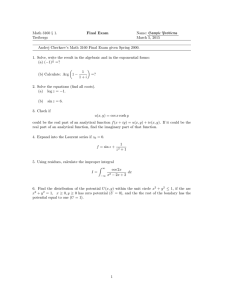 Math 3160 § 1. Final Exam Name: Sample Problems Treibergs