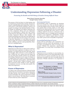 Understanding Depression Following a Disaster Cooperative Extension Environmental Factors