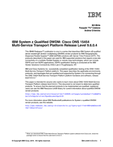 IBM System z Qualified DWDM: Cisco ONS 15454 Bill White