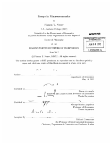 ARCHIVES Essays  in  Macroeconomics Plamen  T.  Nenov