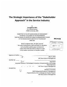 The  Strategic  Importance  of the  &#34;Stakeholder JUN I~