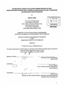 TECHNOLOGICAL  CHANGE  IN THE  SALMON  FARMING ... USING  INVESTMENT  DECISION  TOOLS TO  MODEL...