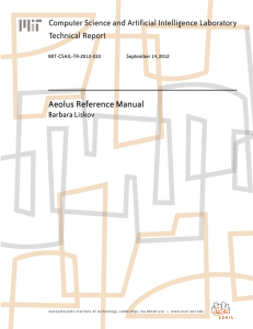 Aeolus Reference Manual Computer Science and Artificial Intelligence Laboratory Technical Report Barbara Liskov