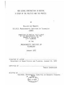 NEW  SCHOOL  CONSTRUCTION  IN BOSTON: B,S,A,D, MASSACHUSETTS A STUDY