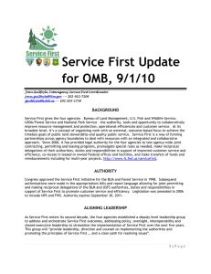 Service First Update  for OMB, 9/1/10 BACKGROUND