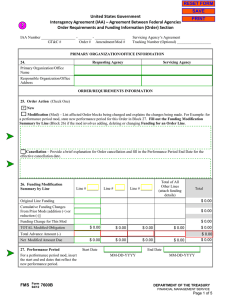 United States Government Interagency Agreement (IAA) – Agreement Between Federal Agencies