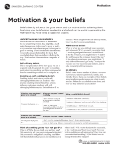 Motivation &amp; your beliefs Motivation