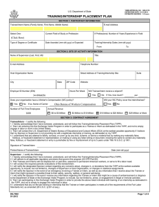 TRAINING/INTERNSHIP PLACEMENT PLAN