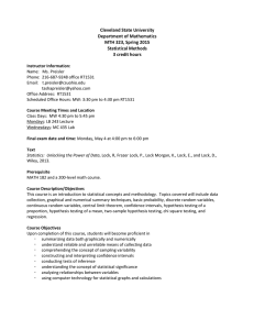 Cleveland State University Department of Mathematics MTH 323, Spring 2015 Statistical Methods