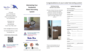 Congratulations on your water harvesting system  Water Wise Maintaining Your