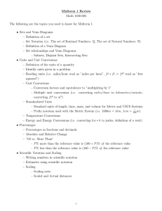 Midterm 1 Review Math 1030-005 • Sets and Venn Diagrams