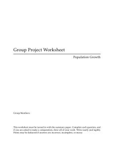 Group Project Worksheet Population Growth
