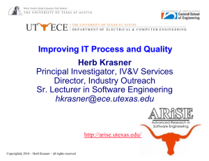 Herb Krasner Principal Investigator, IV&amp;V Services Director, Industry Outreach