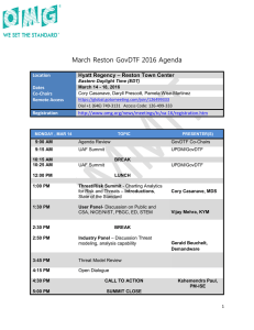 March Reston GovDTF 2016 Agenda Hyatt Regency – Reston Town Center Location